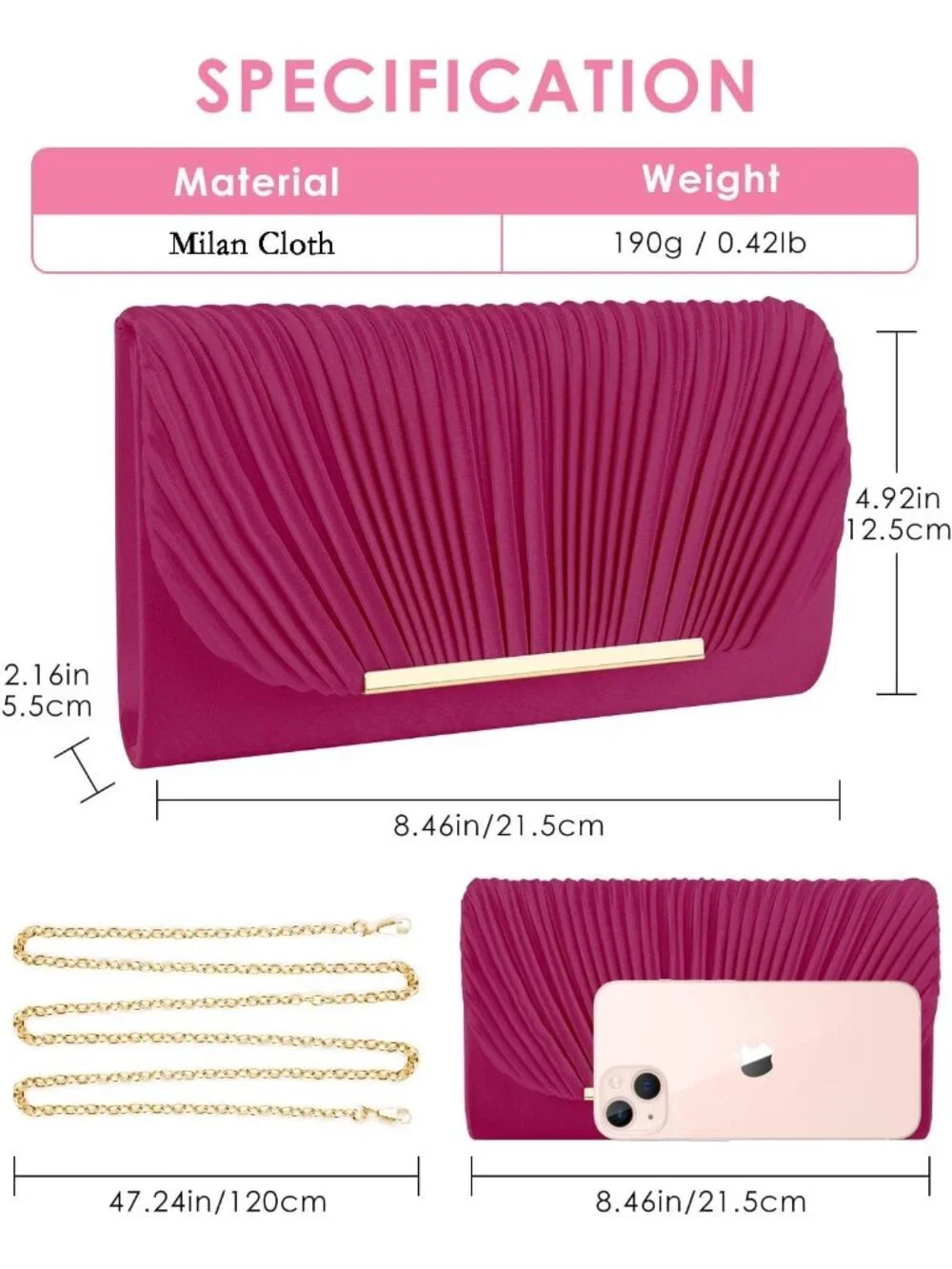 👜 Women's Rose Formal Wedding Party Cocktail Prom Crossbody Clutch Purses